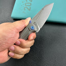 KB Knives KB400A Jake Hoback Design Sumo Button Lock Folding Knife Gray Titanium Handle 3.15" Stonewash CPM 20CV Blade