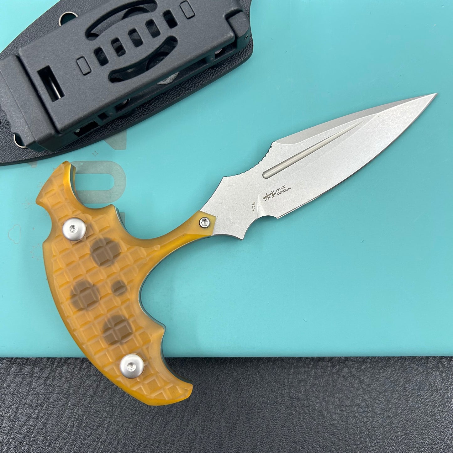 KUBEY knife KU242G Medusa Push Dagger Fixed Blade Outdoor Knives w/ Kydex Sheath Ultem Beadblast 14C28N Fixed Knives