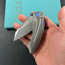 KB Knives KB400A Jake Hoback Design Sumo Button Lock Folding Knife Gray Titanium Handle 3.15" Stonewash CPM 20CV Blade