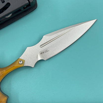 KUBEY knife KU242G Medusa Push Dagger Fixed Blade Outdoor Knives w/ Kydex Sheath Ultem Beadblast 14C28N Fixed Knives