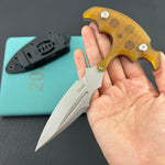 KUBEY knife KU242G Medusa Push Dagger Fixed Blade Outdoor Knives w/ Kydex Sheath Ultem Beadblast 14C28N Fixed Knives