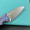 KB Knives KB400C Jake Hoback Design Sumo Button Lock Folding Knife Blue Titanium Handle 3.15" Stonewash CPM 20CV Blade