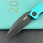 KUBEY knife KU333I Leaf Linerlock Black Tiffany Blue Folding Knives