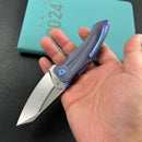 KB Knives KB400C Jake Hoback Design Sumo Button Lock Folding Knife Blue Titanium Handle 3.15" Stonewash CPM 20CV Blade