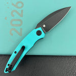 KUBEY knife KU333I Leaf Linerlock Black Tiffany Blue Folding Knives