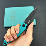 KUBEY knife KU333I Leaf Linerlock Black Tiffany Blue Folding Knives