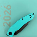KUBEY knife KU333I Leaf Linerlock Black Tiffany Blue Folding Knives