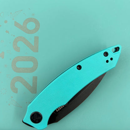 KUBEY knife KU333I Leaf Linerlock Black Tiffany Blue Folding Knives