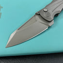 KB Knives KB400B Jake Hoback Design Sumo Button Lock Folding Knife Darkblast Titanium Handle 3.15" Acid Etch and Stonewash CPM 20CV Blade