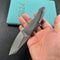 KB Knives KB400B Jake Hoback Design Sumo Button Lock Folding Knife Darkblast Titanium Handle 3.15" Acid Etch and Stonewash CPM 20CV Blade