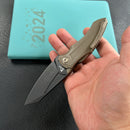 KB Knives KB400E Jake Hoback Design Sumo Button Lock Folding Knife Bronze Titanium Handle 3.15" Blackwash CPM 20CV Blade