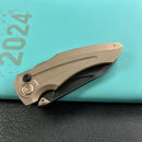 KB Knives KB400E Jake Hoback Design Sumo Button Lock Folding Knife Bronze Titanium Handle 3.15" Blackwash CPM 20CV Blade