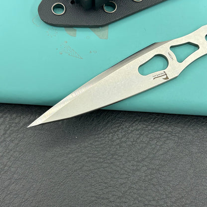 KUBEY knife KU401 Jake Hoback Knives Kunai Fixed Gear Skeletonized Handle 3.23'' Stonewashed 14C28N Blade