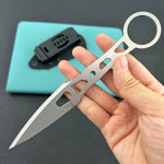 KUBEY knife KU401 Jake Hoback Knives Kunai Fixed Gear Skeletonized Handle 3.23'' Stonewashed 14C28N Blade