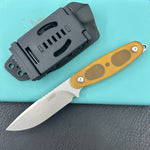 KUBEY knife KU425B Civet Fixed Blade Knife Ultem Handle 3.74" Beadblast 14C28N Blade