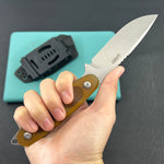 KUBEY knife KU425B Civet Fixed Blade Knife Ultem Handle 3.74" Beadblast 14C28N Blade