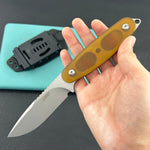 KUBEY knife KU425B Civet Fixed Blade Knife Ultem Handle 3.74" Beadblast 14C28N Blade