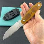 KUBEY knife KU425B Civet Fixed Blade Knife Ultem Handle 3.74" Beadblast 14C28N Blade