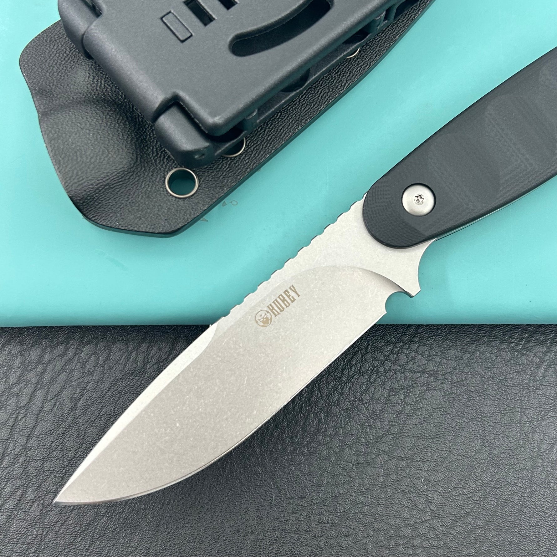 KUBEY knife KU425A Civet Fixed Blade Knife Black G-10 Handle 3.74" Beadblast 14C28N Blade