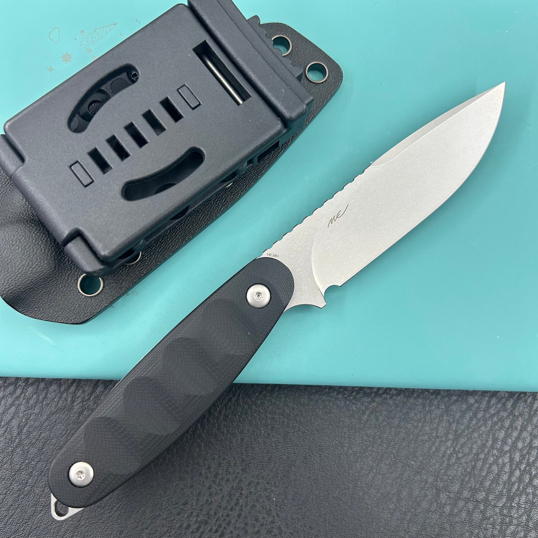KUBEY knife KU425A Civet Fixed Blade Knife Black G-10 Handle 3.74" Beadblast 14C28N Blade
