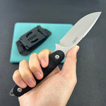 KUBEY knife KU425A Civet Fixed Blade Knife Black G-10 Handle 3.74" Beadblast 14C28N Blade