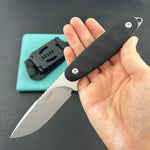 KUBEY knife KU425A Civet Fixed Blade Knife Black G-10 Handle 3.74" Beadblast 14C28N Blade