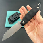 KUBEY knife KU425A Civet Fixed Blade Knife Black G-10 Handle 3.74" Beadblast 14C28N Blade