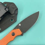 KUBEY knife KU467D TLB I Drop Point EDC Fixed Blade Knife Brown Micarta 2.8" Blackwash 14C28N with Kydex Sheath