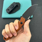 KUBEY knife KU467D TLB I Drop Point EDC Fixed Blade Knife Brown Micarta 2.8" Blackwash 14C28N with Kydex Sheath