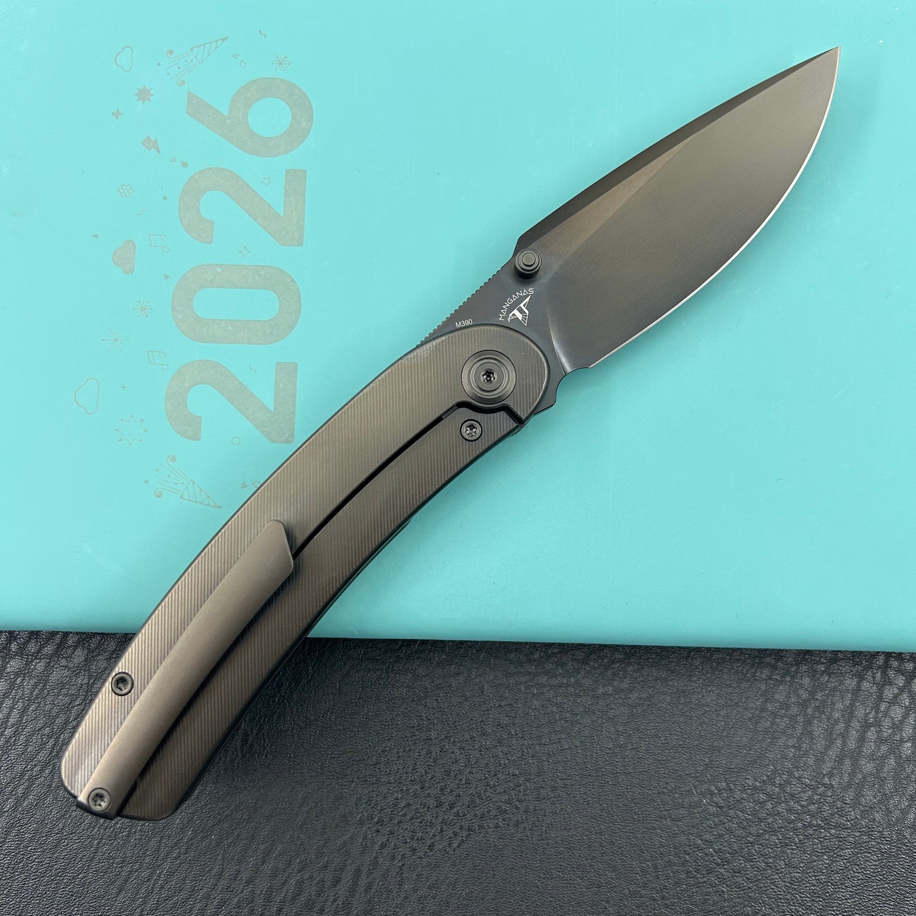 KB KNIVES KB386D Momentum Frame Lock Front Flipper Pocket Folding Knife DLC Titanium Handle DLC M390 Blade