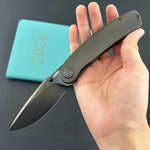 KB KNIVES KB386D Momentum Frame Lock Front Flipper Pocket Folding Knife DLC Titanium Handle DLC M390 Blade