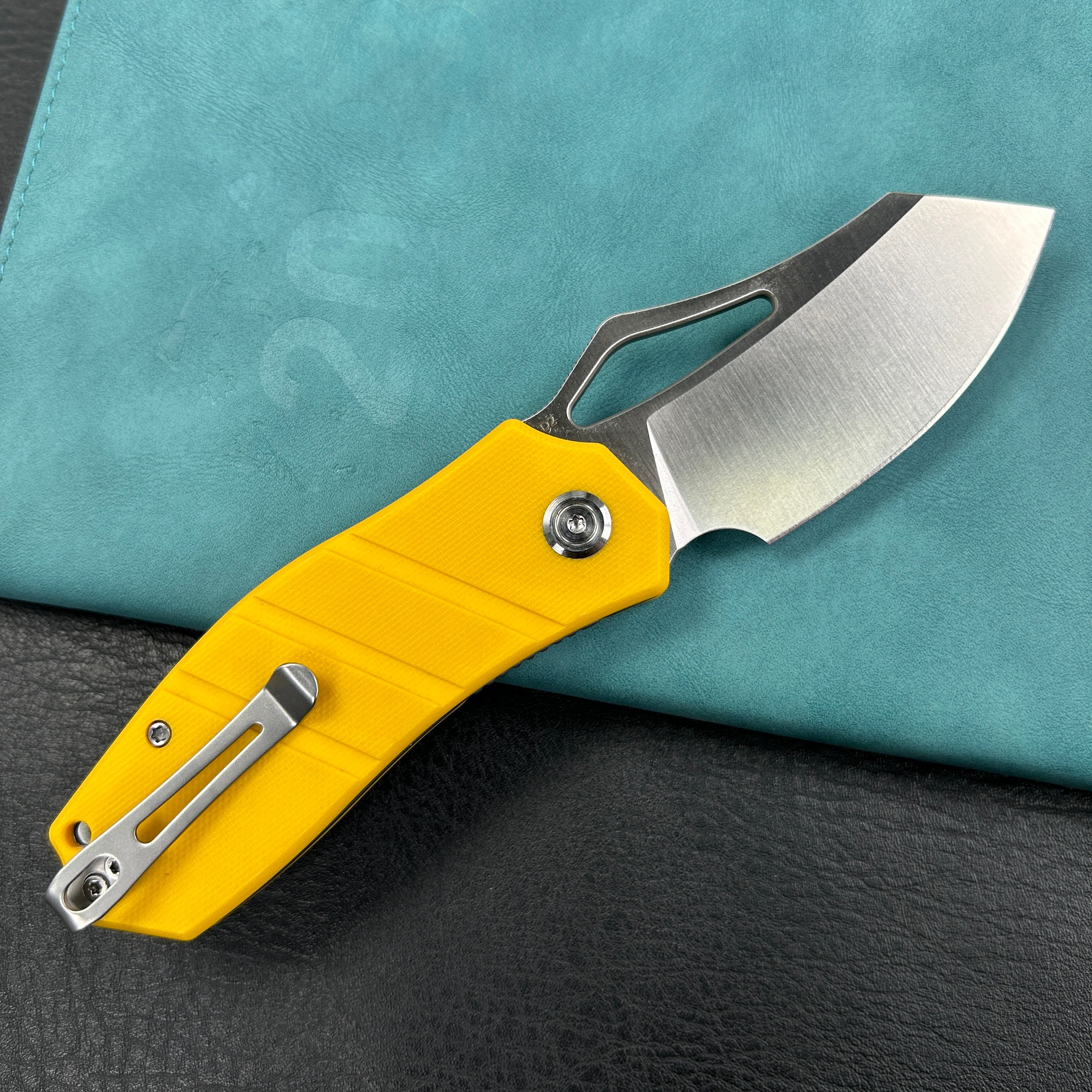 KUBEY KU335 Liner Lock Flipper Folding Knife Yellow G10 Handle 2.95" Satin D2