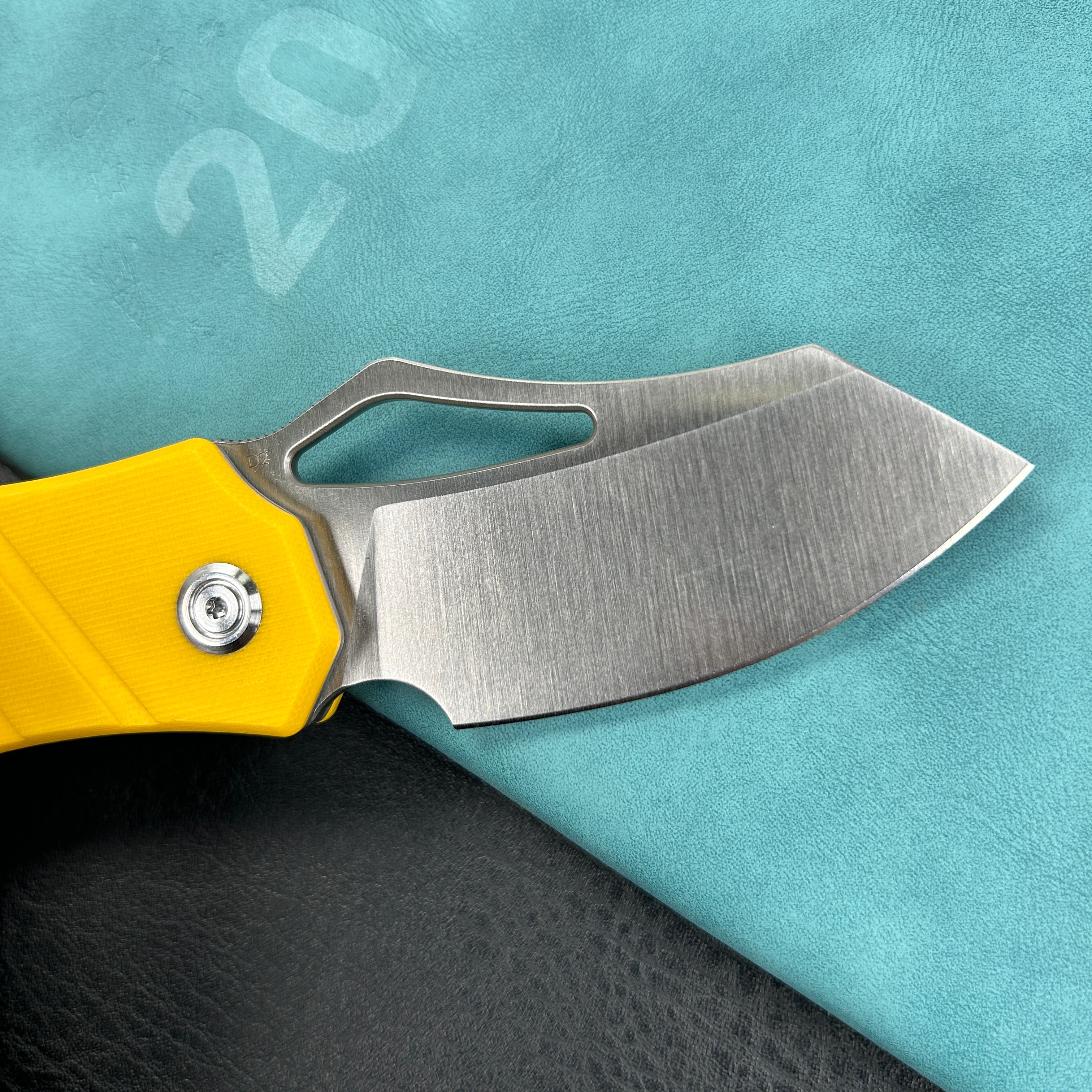 KUBEY KU335 Liner Lock Flipper Folding Knife Yellow G10 Handle 2.95" Satin D2