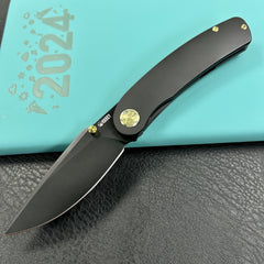 KUBEY KB386B Momentum Frame Lock Front Flipper Pocket Folding Knife  Black Handle 3.43" Black Coated Bohler M390