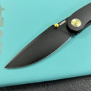 KUBEY KB386B Momentum Frame Lock Front Flipper Pocket Folding Knife  Black Handle 3.43" Black Coated Bohler M390