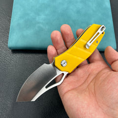 KUBEY KU335 Liner Lock Flipper Folding Knife Yellow G10 Handle 2.95" Satin D2