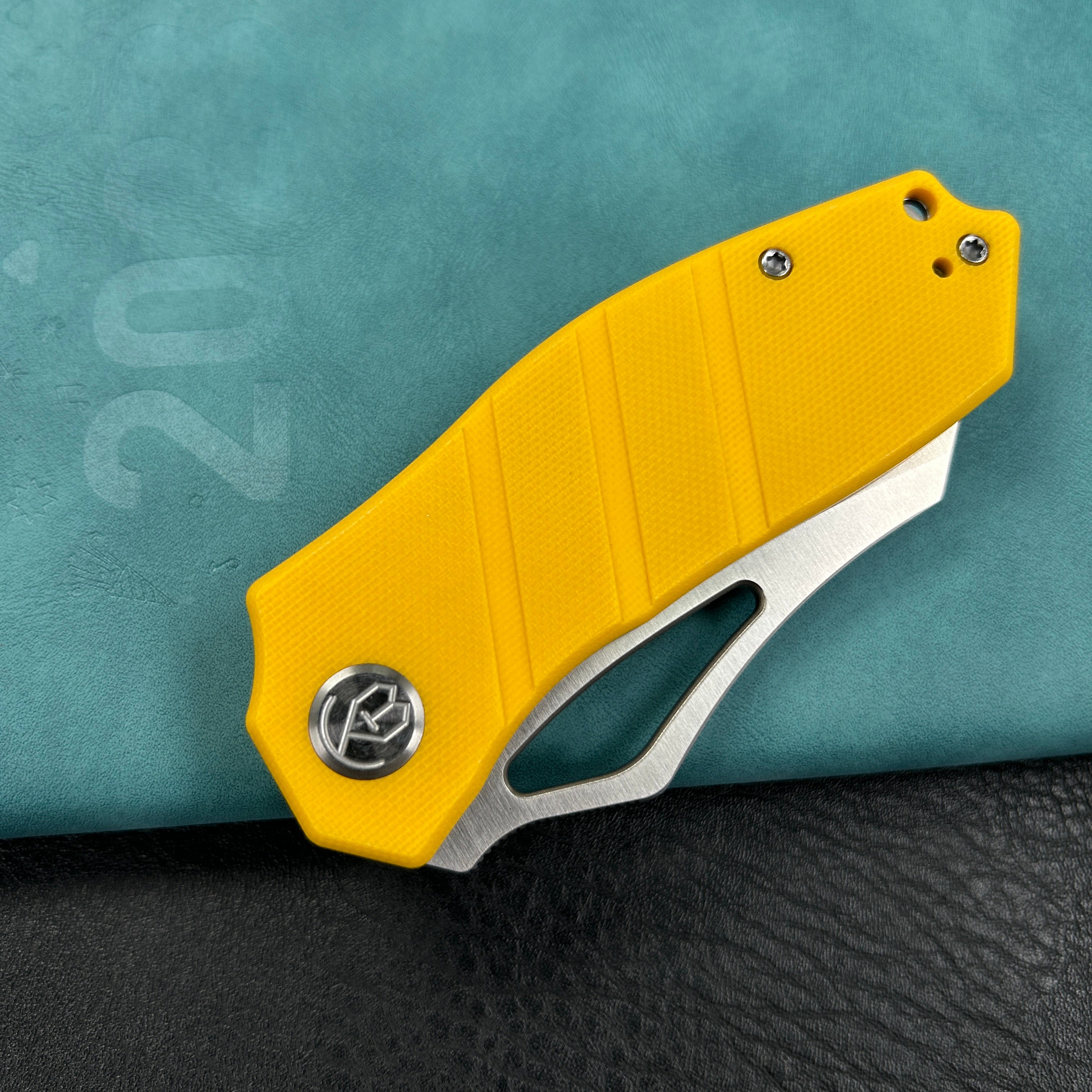 KUBEY KU335 Liner Lock Flipper Folding Knife Yellow G10 Handle 2.95" Satin D2