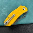 KUBEY KU335 Liner Lock Flipper Folding Knife Yellow G10 Handle 2.95" Satin D2