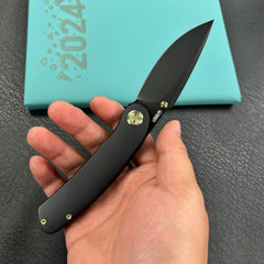 KUBEY KB386B Momentum Frame Lock Front Flipper Pocket Folding Knife  Black Handle 3.43" Black Coated Bohler M390