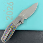 KB Knives  KB384B  Stroller Folding Knife Darkblast Titanium/CF Inlays Handle 3.35" Darkwash CPM 20CV Blade