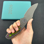 KB Knives  KB384B  Stroller Folding Knife Darkblast Titanium/CF Inlays Handle 3.35" Darkwash CPM 20CV Blade