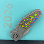 KB Knives  KB384B  Stroller Folding Knife Darkblast Titanium/CF Inlays Handle 3.35" Darkwash CPM 20CV Blade