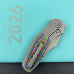 KB Knives  KB384B  Stroller Folding Knife Darkblast Titanium/CF Inlays Handle 3.35" Darkwash CPM 20CV Blade