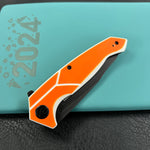KUBEY knife  KU373B RBC-1 Outdoor Flipper Knife  Orange&White G10 Handle 3.46"  Blackwash 14C28N