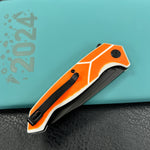 KUBEY knife  KU373B RBC-1 Outdoor Flipper Knife  Orange&White G10 Handle 3.46"  Blackwash 14C28N