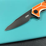 KUBEY knife  KU373B RBC-1 Outdoor Flipper Knife  Orange&White G10 Handle 3.46"  Blackwash 14C28N