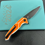 KUBEY knife  KU373B RBC-1 Outdoor Flipper Knife  Orange&White G10 Handle 3.46"  Blackwash 14C28N
