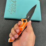 KUBEY knife  KU373B RBC-1 Outdoor Flipper Knife  Orange&White G10 Handle 3.46"  Blackwash 14C28N
