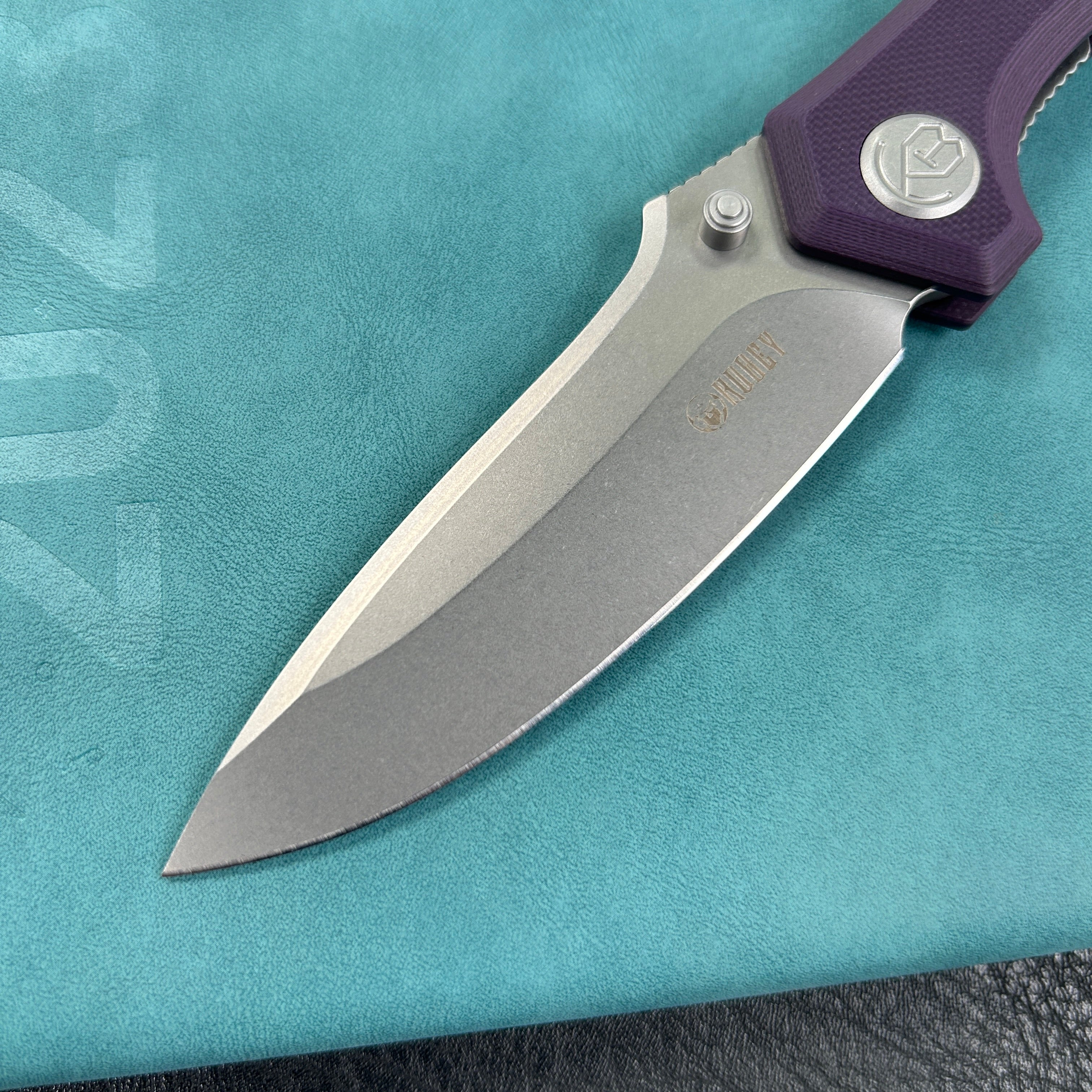 KUBEY KU314 Ruckus Liner Lock Folding Knife Purple G10 Handle 3.31" Bead Blasted AUS-10