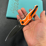 KUBEY knife  KU373B RBC-1 Outdoor Flipper Knife  Orange&White G10 Handle 3.46"  Blackwash 14C28N